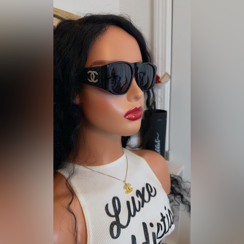 Vintage Chanel Black Quilted Sunglasses